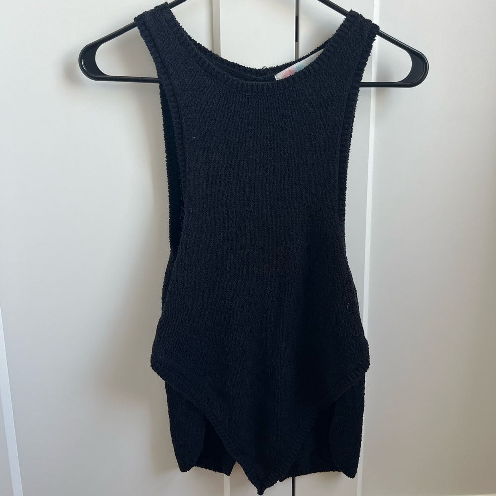 Free People Knit Open Back Tank Black Size XS